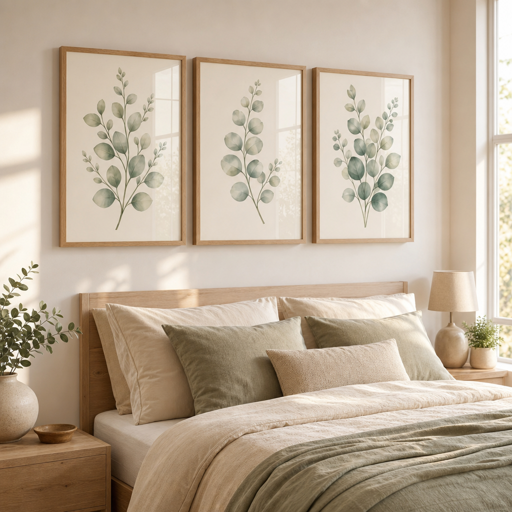Eucalyptus Botanical Framed Wall Art Set of 3 — Minimalist Watercolor Collection — thumbnail 3
