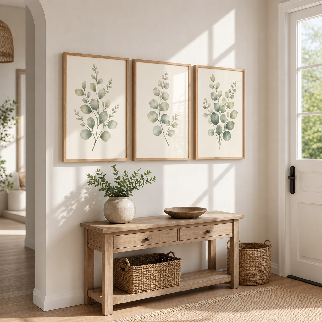 Eucalyptus Botanical Framed Wall Art Set of 3 — Minimalist Watercolor Collection — thumbnail 5