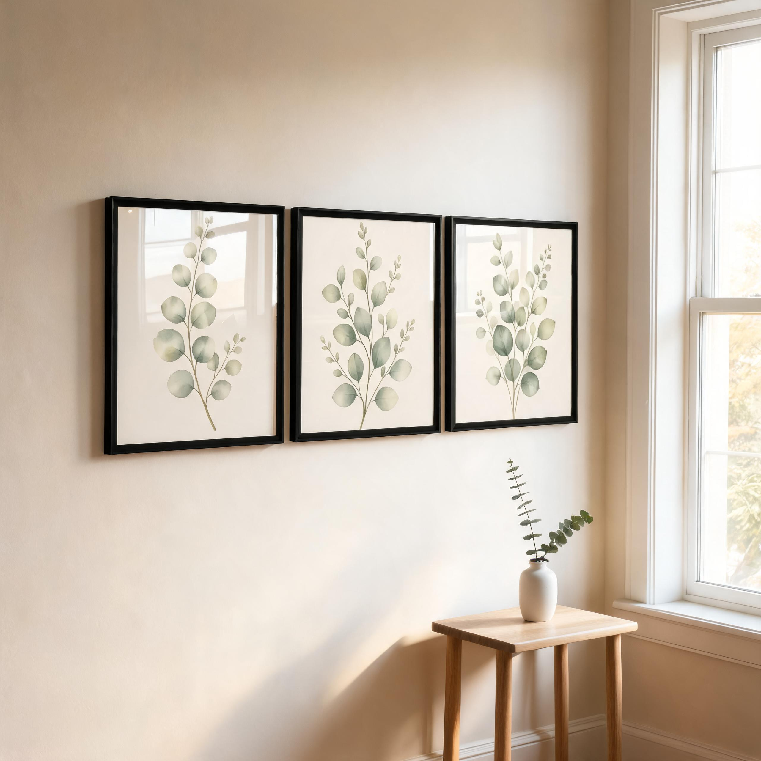 Eucalyptus Botanical Framed Wall Art Set of 3 — Minimalist Watercolor Collection — thumbnail 8