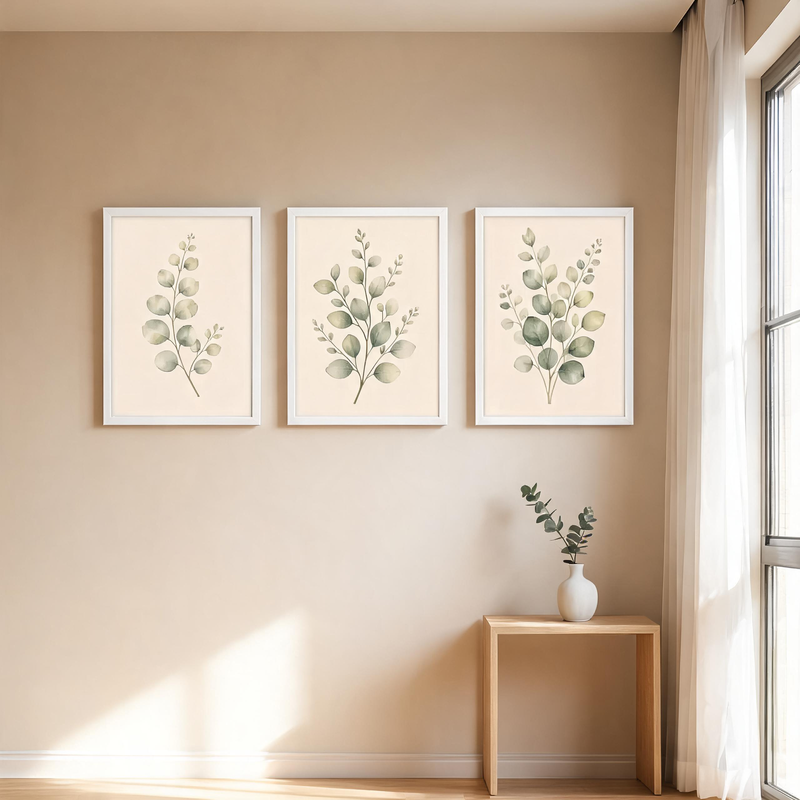 Eucalyptus Botanical Framed Wall Art Set of 3 — Minimalist Watercolor Collection — thumbnail 17