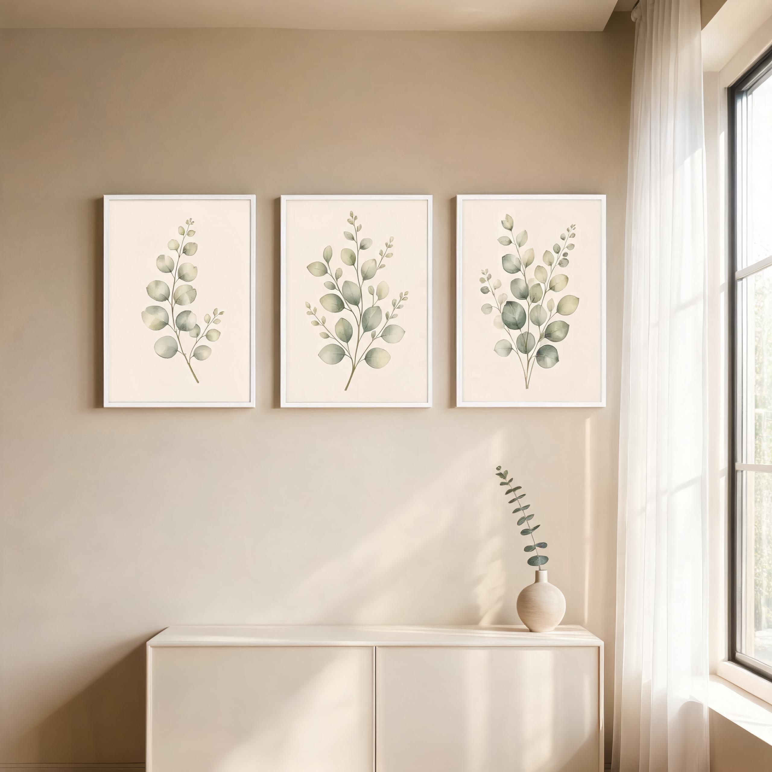Eucalyptus Botanical Framed Wall Art Set of 3 — Minimalist Watercolor Collection — thumbnail 20