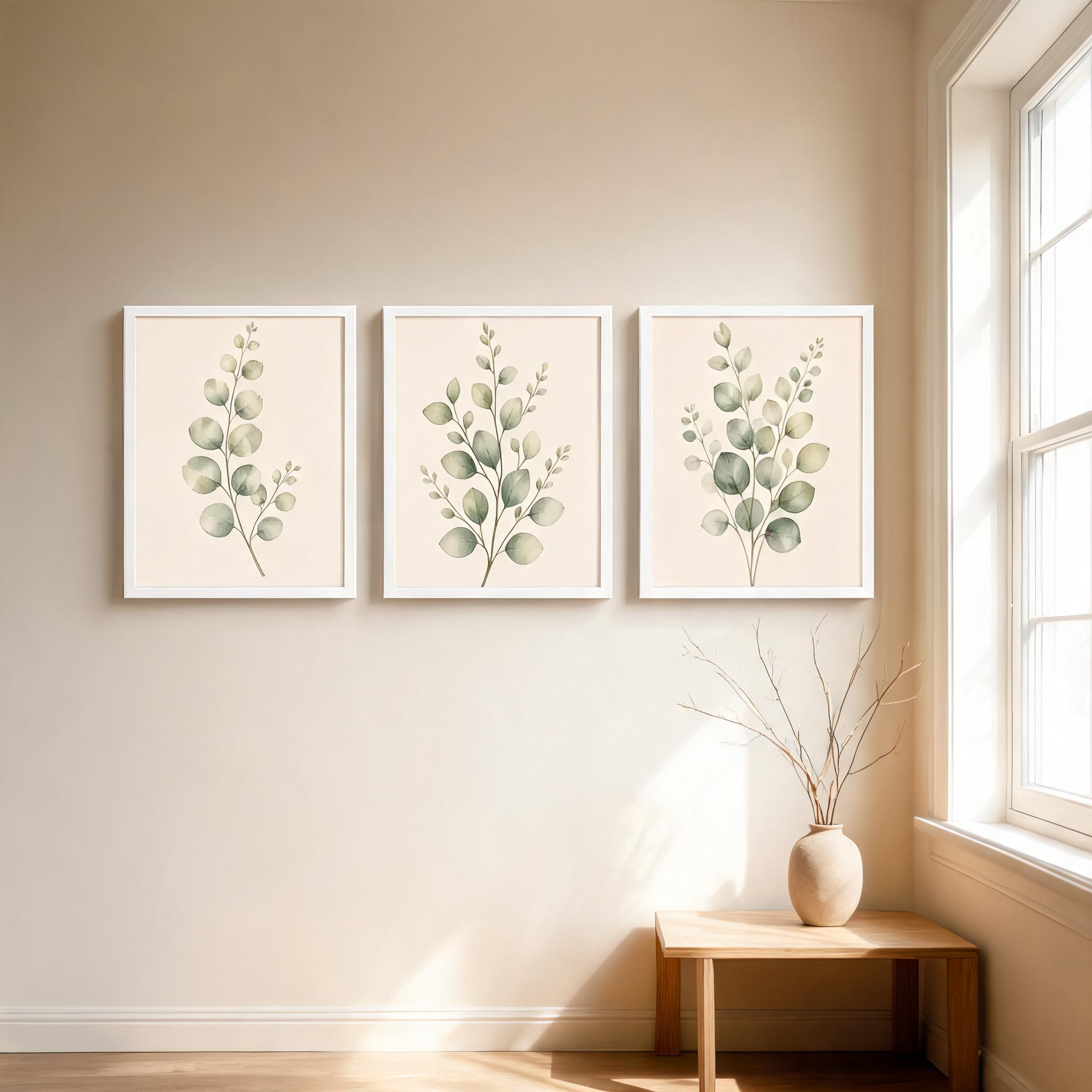 Eucalyptus Botanical Framed Wall Art Set of 3 — Minimalist Watercolor Collection — thumbnail 18