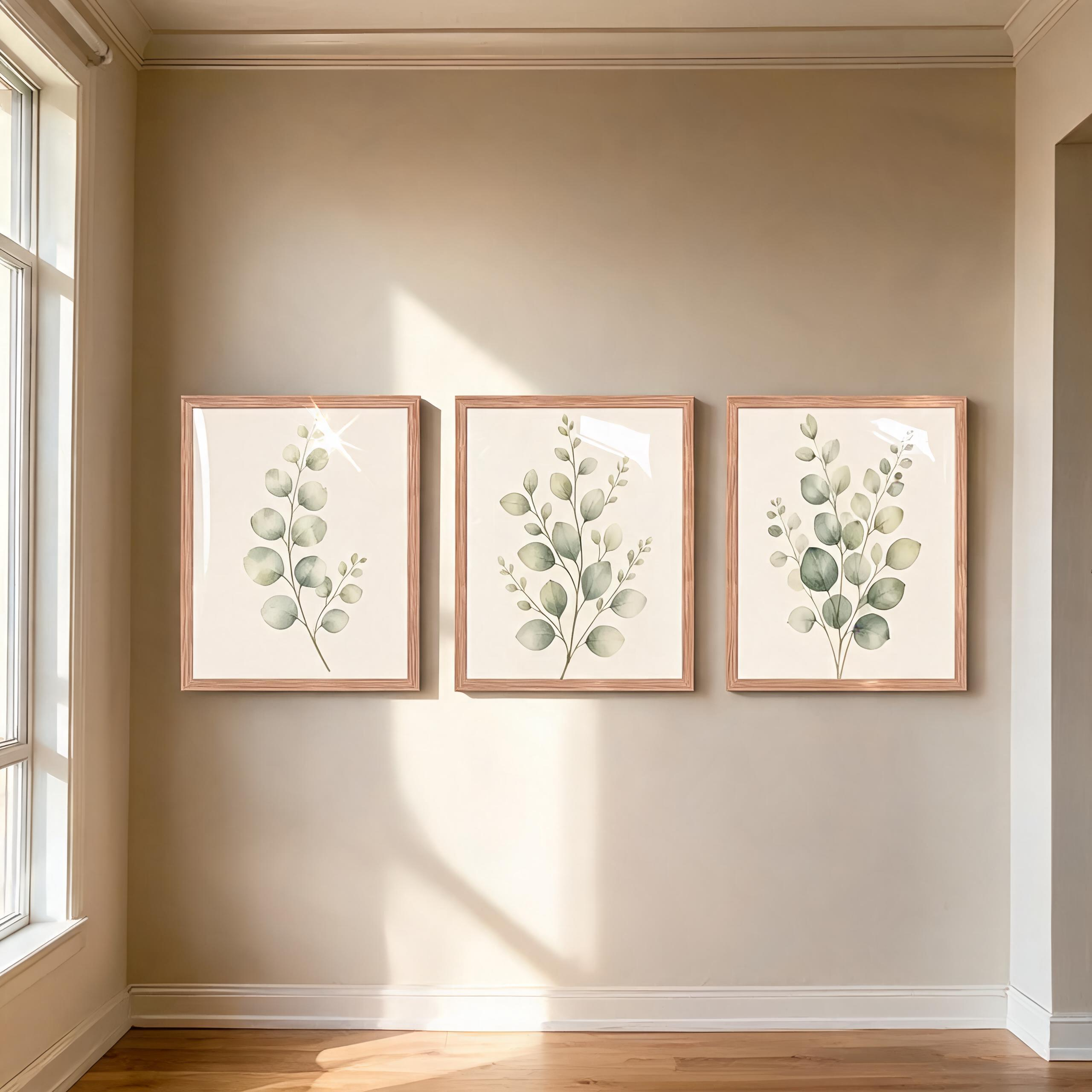 Eucalyptus Botanical Framed Wall Art Set of 3 — Minimalist Watercolor Collection — thumbnail 13