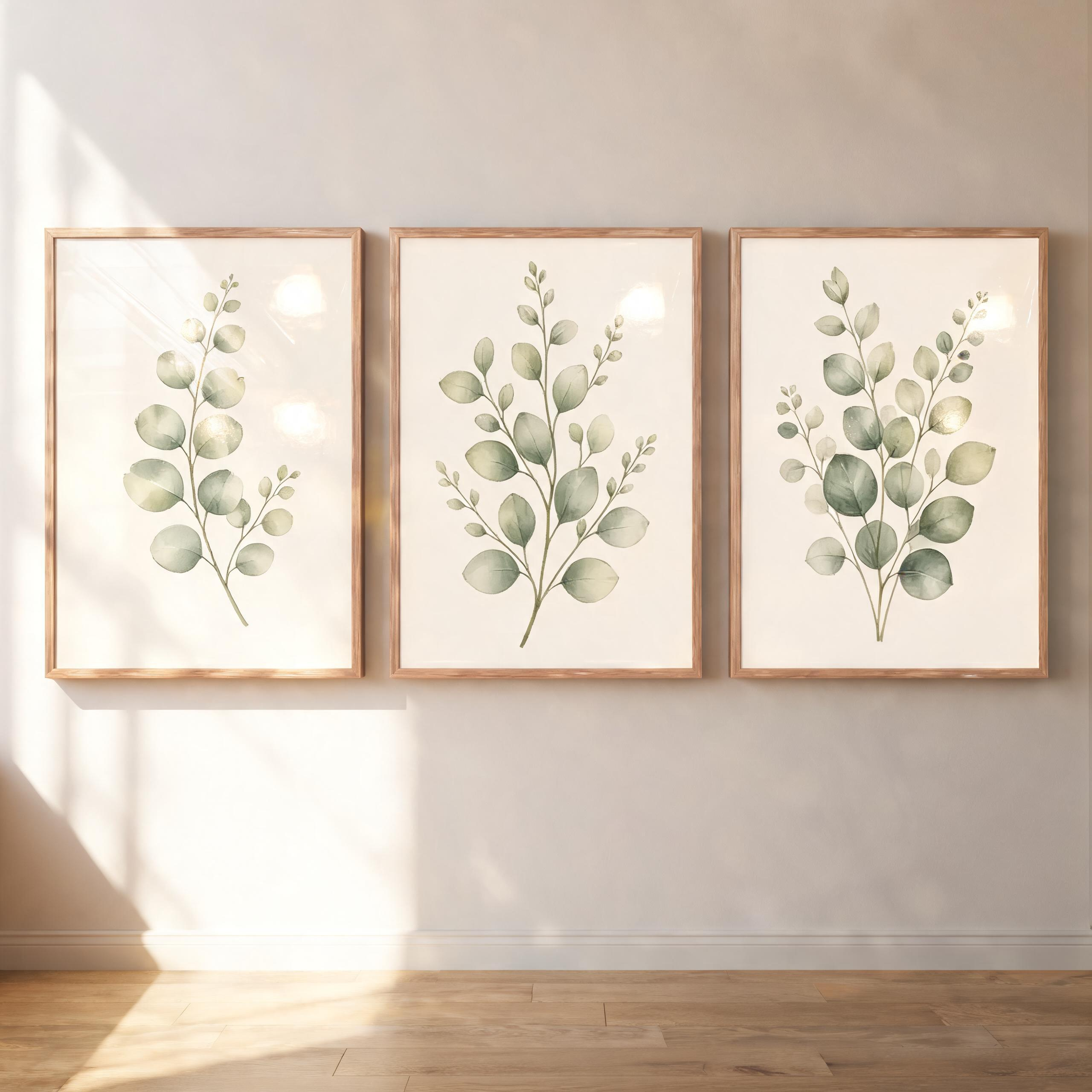 Eucalyptus Botanical Framed Wall Art Set of 3 — Minimalist Watercolor Collection — thumbnail 15