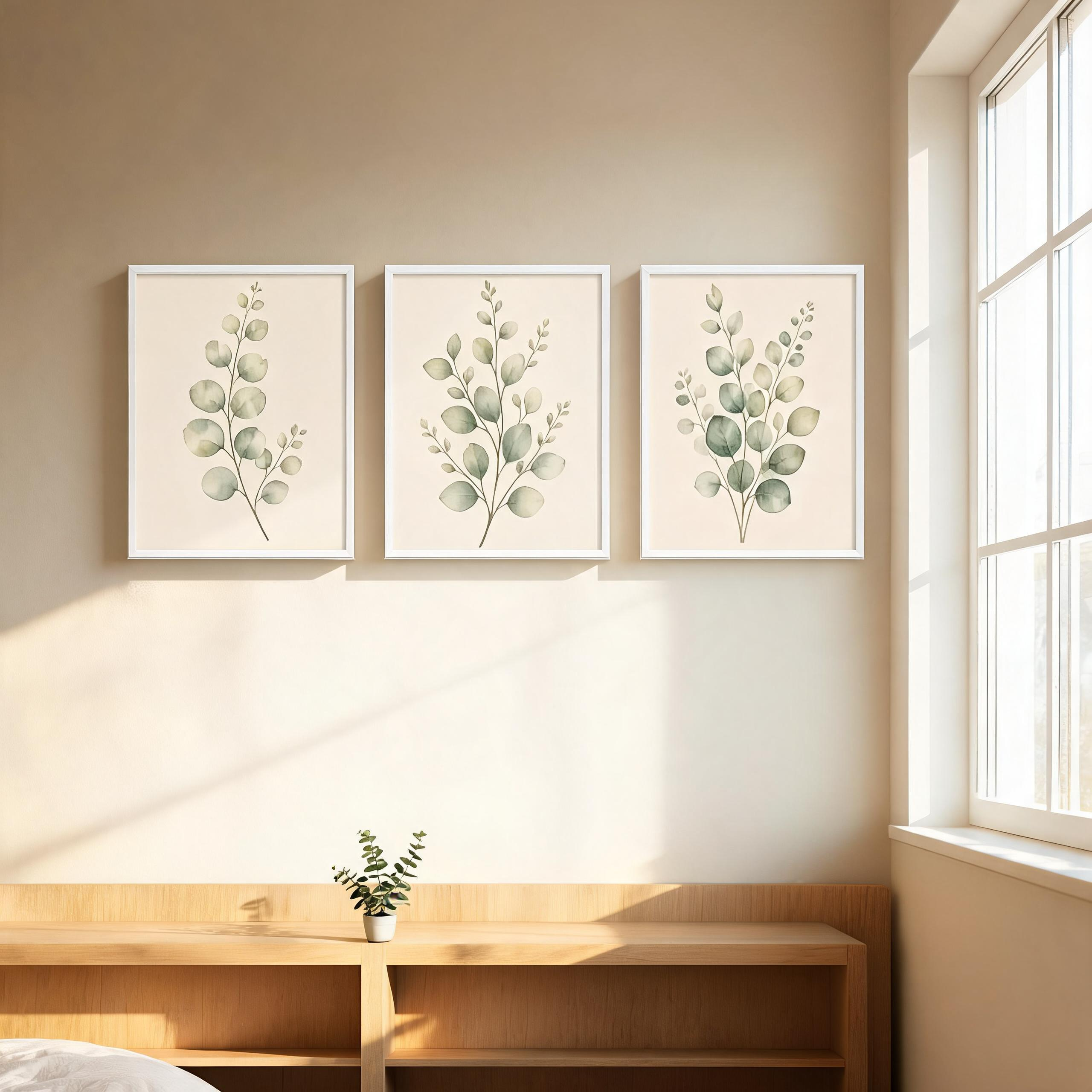 Eucalyptus Botanical Framed Wall Art Set of 3 — Minimalist Watercolor Collection — thumbnail 19